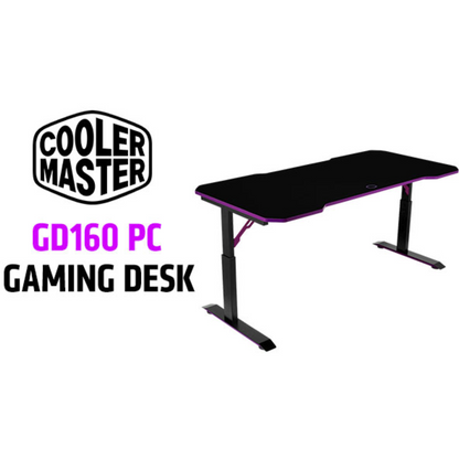 Cooler Master Gaming Desk Gd160 Black And Purple 3 Level Height Adjustable Cable Management Surface Mousepad - NoveltyHub PTY LTD