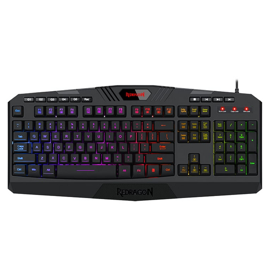 REDRAGON HARPE Membrane|RGB Backlit|12 Multimedia Keys|19 Non-Conflict Gaming Keyboard – Black