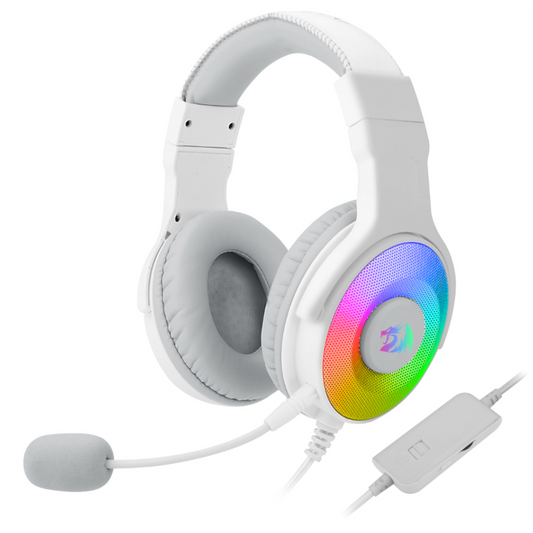 REDRAGON Over-Ear PANDORA USB (Power Only)|Aux (Mic & Headset) RGB Gaming Headset – White