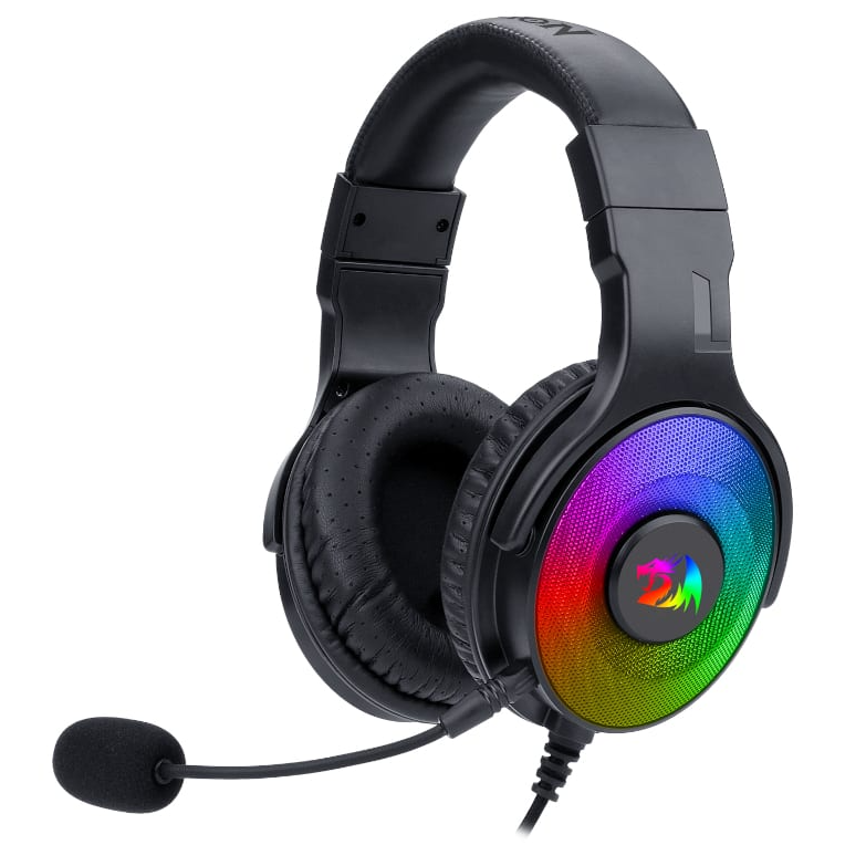 REDRAGON Over-Ear PANDORA USB (Power Only)|Aux (Mic & Headset) RGB Gaming Headset – Black