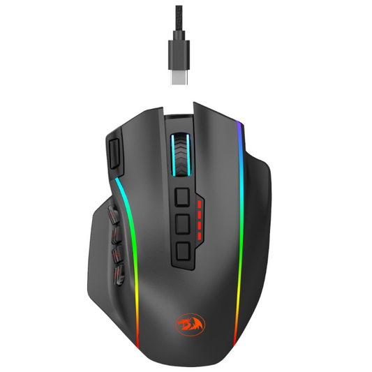 REDRAGON PERDITION PRO 16000DPI RGB Wireless MMO Ergo Gaming Mouse – Black