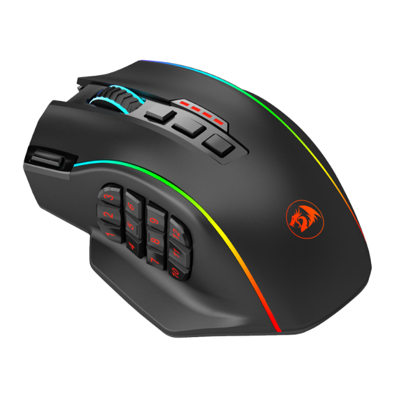 REDRAGON PERDITION PRO 16000DPI RGB Wireless MMO Ergo Gaming Mouse – Black