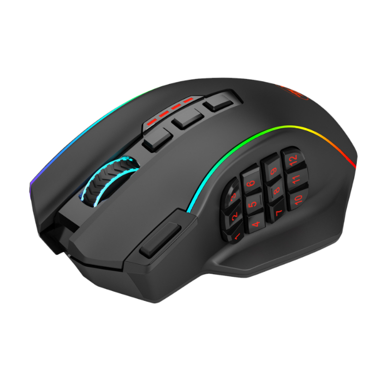 REDRAGON PERDITION PRO 16000DPI RGB Wireless MMO Ergo Gaming Mouse – Black